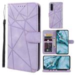 For OnePlus Nord 5G Skin Feel Geometric Lines Leather Phone Case(Purple)