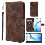 For OnePlus Ace 3V Skin Feel Geometric Lines Leather Phone Case(Brown)