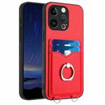 For iPhone 13 Pro R20 Ring Card Holder Phone Case(Red)