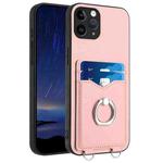 For iPhone 11 Pro R20 Ring Card Holder Phone Case(Pink)