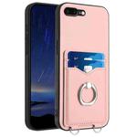 For iPhone 8 Plus / 7 Plus R20 Ring Card Holder Phone Case(Pink)