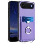 For iPhone Air R20 Ring Card Holder Phone Case(Purple)