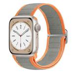 For Apple Watch Series 9 41mm Nylon Elastic Buckle Watch Band(Grey Orange)