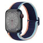 For Apple Watch Series 9 41mm Nylon Elastic Buckle Watch Band(Dark Navy Blue)