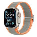 For Apple Watch Ultra 49mm Nylon Elastic Buckle Watch Band(Grey Orange)