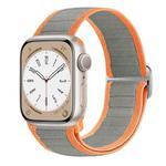 For Apple Watch Series 8 45mm Nylon Elastic Buckle Watch Band(Grey Orange)