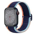 For Apple Watch Series 8 45mm Nylon Elastic Buckle Watch Band(Dark Navy Blue)