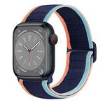 For Apple Watch Series 7 45mm Nylon Elastic Buckle Watch Band(Dark Navy Blue)