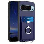 For Google Pixel 9 R20 Ring Card Holder Phone Case(Blue)