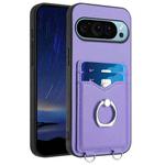 For Google Pixel 9 R20 Ring Card Holder Phone Case(Purple)