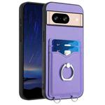 For Google Pixel 8 R20 Ring Card Holder Phone Case(Purple)