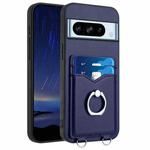 For Google Pixel 8 Pro R20 Ring Card Holder Phone Case(Blue)