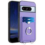 For Google Pixel 8 Pro R20 Ring Card Holder Phone Case(Purple)