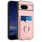 For Google Pixel 8a R20 Ring Card Holder Phone Case(Pink)