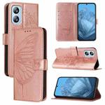 For Blackview A52 Embossed Butterfly Leather Phone Case(Rose Gold)