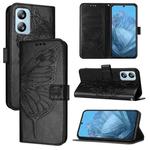 For Blackview A52 Embossed Butterfly Leather Phone Case(Black)