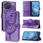 For Blackview Shark 8 Embossed Butterfly Leather Phone Case(Purple)