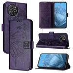 For Blackview Shark 8 Embossed Butterfly Leather Phone Case(Dark Purple)