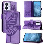 For Blackview Color 8 Embossed Butterfly Leather Phone Case(Purple)