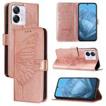 For Blackview Color 8 Embossed Butterfly Leather Phone Case(Rose Gold)