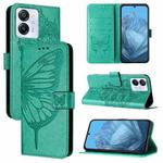 For Blackview Color 8 Embossed Butterfly Leather Phone Case(Green)