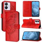 For Blackview Color 8 Embossed Butterfly Leather Phone Case(Red)