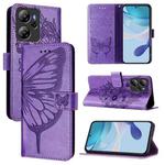 For Blackview Oscal Tiger 13 Embossed Butterfly Leather Phone Case(Purple)