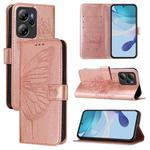 For Blackview Oscal Tiger 13 Embossed Butterfly Leather Phone Case(Rose Gold)