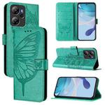 For Blackview Oscal Tiger 13 Embossed Butterfly Leather Phone Case(Green)