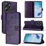 For Blackview Oscal Tiger 13 Embossed Butterfly Leather Phone Case(Dark Purple)
