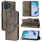 For Blackview Oscal Flat 2 / 2C Embossed Butterfly Leather Phone Case(Grey)