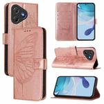 For Blackview Oscal Flat 2 / 2C Embossed Butterfly Leather Phone Case(Rose Gold)