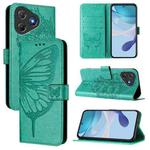 For Blackview Oscal Flat 2 / 2C Embossed Butterfly Leather Phone Case(Green)