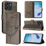 For Blackview Oscal Flat 1C Embossed Butterfly Leather Phone Case(Grey)