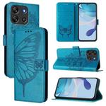 For Blackview Oscal Flat 1C Embossed Butterfly Leather Phone Case(Blue)