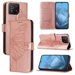 For Asus ROG Phone 8 Embossed Butterfly Leather Phone Case(Rose Gold)