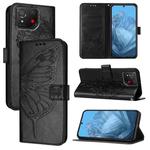 For Asus ROG Phone 8 Embossed Butterfly Leather Phone Case(Black)