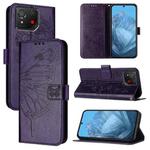 For Asus ROG Phone 8 Embossed Butterfly Leather Phone Case(Dark Purple)