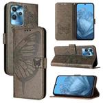 For Oukitel C32 Embossed Butterfly Leather Phone Case(Grey)