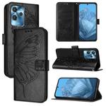 For Oukitel C32 Embossed Butterfly Leather Phone Case(Black)