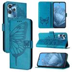 For Oukitel C32 Embossed Butterfly Leather Phone Case(Blue)