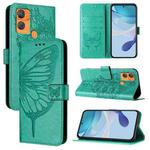 For Oukitel C33 Embossed Butterfly Leather Phone Case(Green)