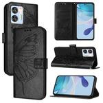 For Oukitel C36 / C35 Embossed Butterfly Leather Phone Case(Black)