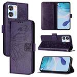 For Oukitel C36 / C35 Embossed Butterfly Leather Phone Case(Dark Purple)