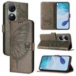 For Oukitel C38 Embossed Butterfly Leather Phone Case(Grey)