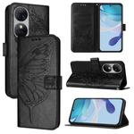 For Oukitel C38 Embossed Butterfly Leather Phone Case(Black)