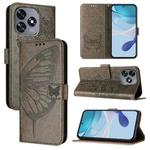 For Oukitel C51 Embossed Butterfly Leather Phone Case(Grey)