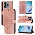 For Oukitel C51 Embossed Butterfly Leather Phone Case(Rose Gold)