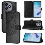 For Oukitel C51 Embossed Butterfly Leather Phone Case(Black)