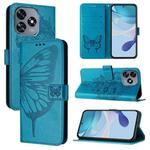 For Oukitel C51 Embossed Butterfly Leather Phone Case(Blue)